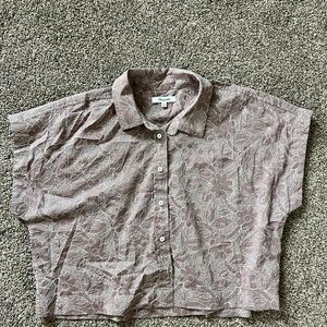 Madewell Mauve Floral Embroidered Blouse